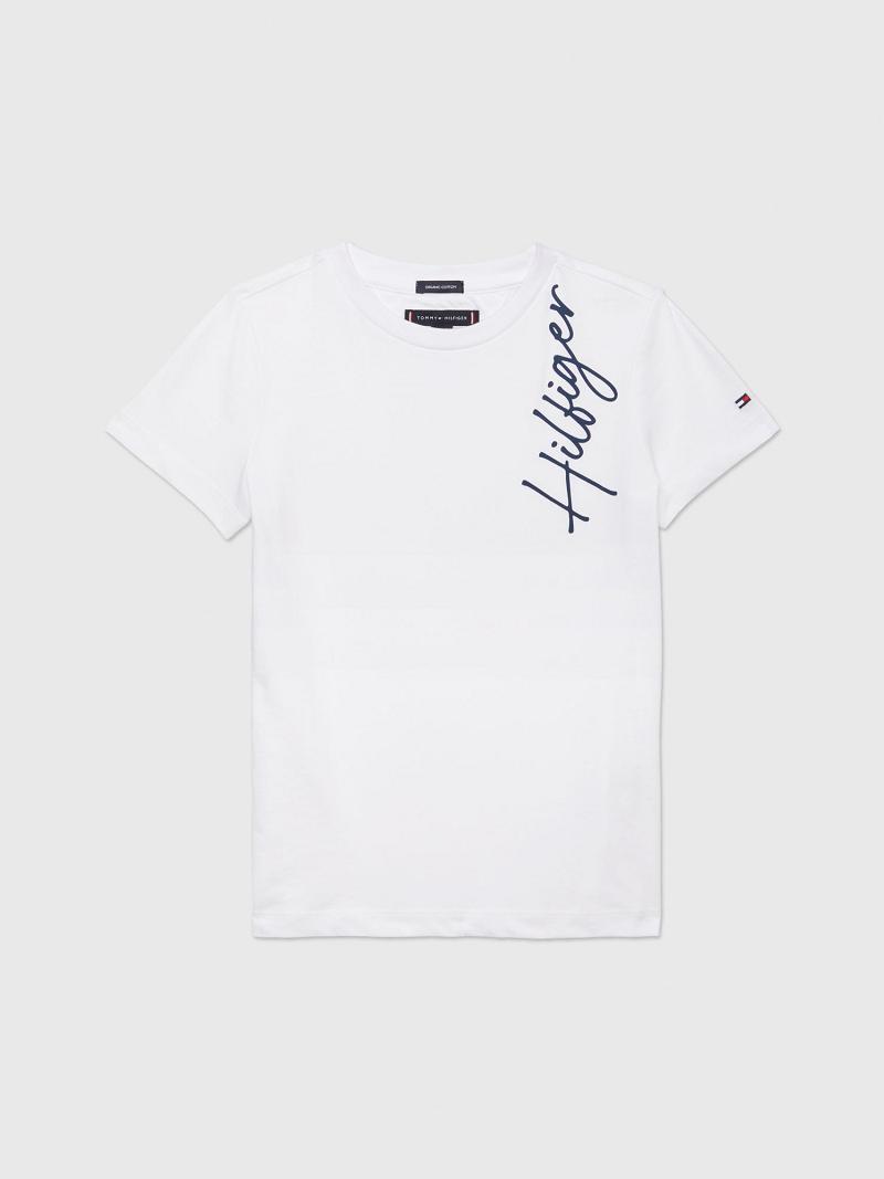 Fiú Tommy Hilfiger Signature Póló Fehér | HU 2286HAP